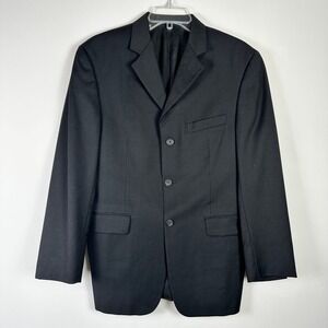 Burberry London 100% Wool Kensington Suit Blazer Jacket Black Mens 38S Business